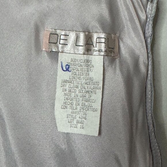 90s Vintage De LARU Silver Light Pink Iridescent Sleeveless Maxi Dress Size 14 - Picture 14 of 15